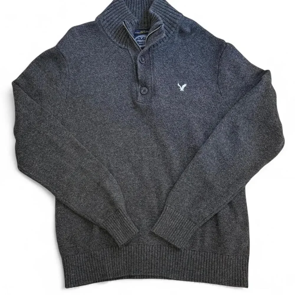 American Eagle Grey Henley Sweater